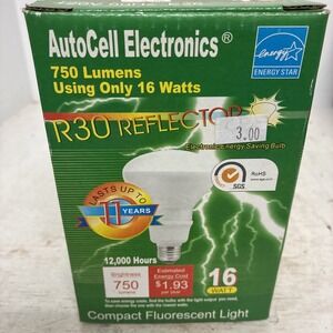 autocell electronic 750 lumens compact fluoresent light R30 16 Watt Nib